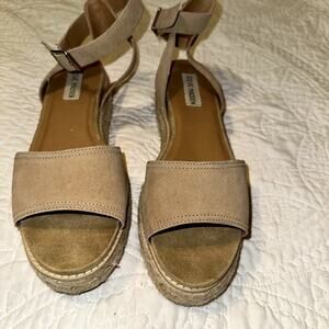 Steven Madden GABI PLATFORM Ankle SANDALS IN TAN Size 9 Suede